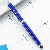 Stylo publicitaire multifonction 4-en-1 à écran tactile capacitif, en métal, avec pointe bille, design animalier, encre noire 1,0 mm, lumière LED et logo
