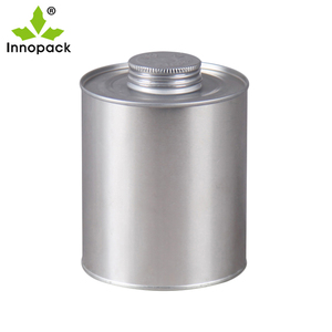 Boîte en fer ronde en métal de 4 oz à prix abordable avec couvercle à vis et pinceau, pour colle PVC - Product Image 1