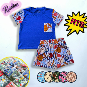 Ensemble 2 pièces pour garçons Ruidian Kids Active Summer Wear : T-shirt à manches courtes et short en bambou avec imprimé <span class=keywords><strong>sport</strong></span> et patchwork baseball - Product Image 1