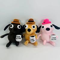 Peluche Chien Meme Amusant Tenant une Tasse, Chapeau de Dessin Animé, Grands Yeux, Poupée en Peluche, Fabricant OEM ODM Personnalisé, Vente en Gros