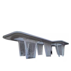 Grande sculpture de couloir moderne en acier inoxydable, structure en acier de forme spéciale, pavillon en forme de feuille d'arbre, modèle 0886, immobilier - Product Image 1