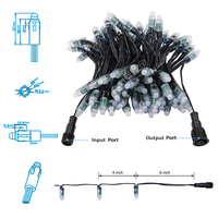 Etop DC12V 12mm WS2811 RGB 18awg kawat hitam Rgb warna penuh Ip68 peluru Led Pixel lampu tahan air fleksibel lampu Led String
