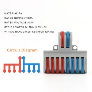 8 में <span class=keywords><strong>2</strong></span> बाहर लीवर कॉम्पैक्ट तार कनेक्टर्स बट टर्मिनल ब्लॉक में ब्याह तारों पुश-केबल कनेक्टर के लिए इस्तेमाल किया ऑनलाइन 28-12 AWG - Product Image 5