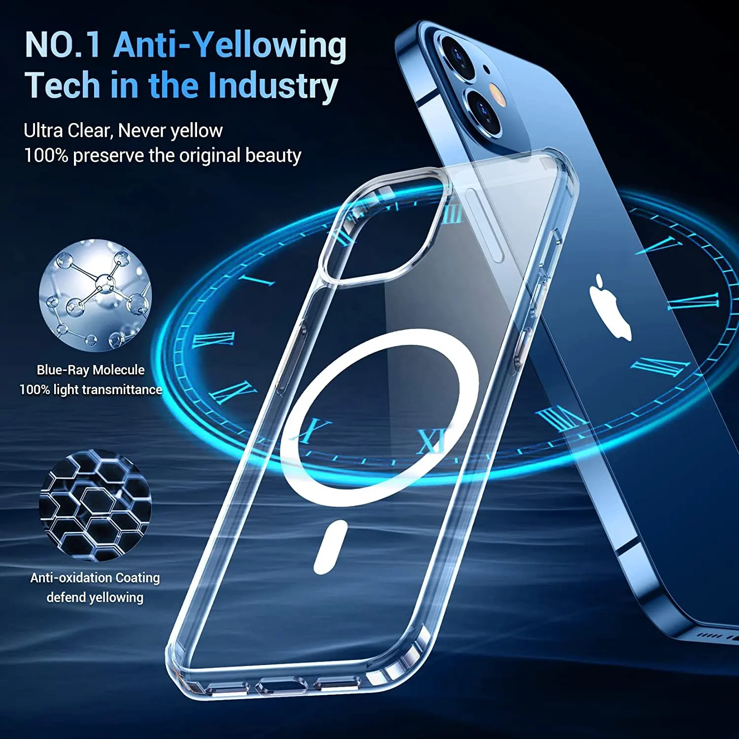 Best Seller High Grade Magnetic Anti- Yellowing TPU PC Transparent Cover for iPhone 14 Pro Max Clear Case with Magsafe