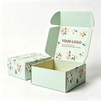 Boîte en carton recyclé personnalisée avec logo, boîte en carton ondulé pliable imprimée avec des fleurs, boîte d'emballage pour l'expédition de cadeaux et de vêtements