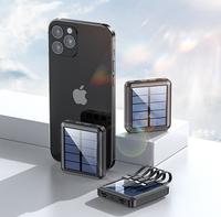 Batterie externe 10000mAh, chargeur portable avec 4 câbles intégrés, nouveau modèle d'usine, batterie solaire externe