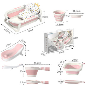 Ensemble de baignoire pliable pour bébés, contrôle de la température, position assise et allongée, sécurité du nouveau-né, grande taille, en résine PP+TPE, pour la maison - Vente en gros - Product Image 5