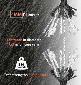 Tali Pengaman Murah Harga Pabrik Baiyuheng 4mm 550 Nylon Kepang Abu-abu Paracord Aksesoris Tali Anjing - Product Image 3