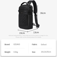 Ozuko 9879 Sportieve Reflecterende Polyester Heuptas Voor Mannen Ademende Sling Pack Telefoonhouder Brief Voor Gym Outdoor Fitness