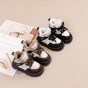 2024 filles coton chaussures d'hiver nouveaux enfants imperméable chaud bottes de neige à la mode garçons grand Plus velours bottes de sport - Product Image 2