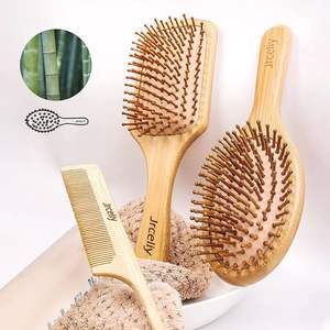 Peignes en bois de bambou naturel, <span class=keywords><strong>brosse</strong></span> démêlante à palette pour <span class=keywords><strong>cheveux</strong></span> lisses épais et secs - Product Image 3