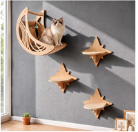 Étagères murales pour chat personnalisées en forme de lune et d'étoile, meubles pour chat en bois modernes, décoratifs, gain de place, perchoir flottant pour chat pour l'intérieur