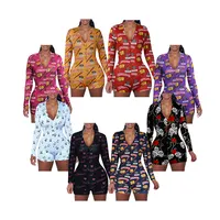 Nieuwe Ontwerp Vrouwen Pyjama Lange Mouw Volwassen Onesie Plus Size Sexy Panty Pyjama Voor Vrouwen Custom Afdrukken Bandana Onsies Pyjama