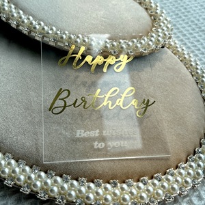 Decorazioni per Torte in Acrilico con Foglia d'Oro Chic, Forniture per Feste di <span class=keywords><strong>Compleanno</strong></span>, Anniversario e Matrimonio, Vendita all'Ingrosso Diretta dal Fornitore - Product Image 4