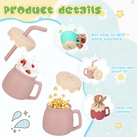 Offre Spéciale : Tasse d'apprentissage 2-en-1 en silicone pour bébé avec 2 couvercles interchangeables (paille et bec verseur) pour enfants