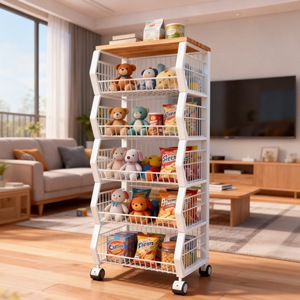 Multi Layer Kitchen Storage Rack 5 Tier Movable Basket For Fruit <b>Vegetable</b> Storage Narrow Gauge Shelf With Wheels - Product Image 1