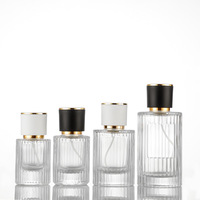 Venta caliente botella de Perfume de lujo 30ml 50ml 100mL botella de Perfume de vidrio redondo transparente botella de Perfume única