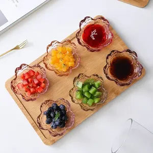 Baru bunga sakura bumbu piring kaca kecil piring emas Nodic tatahan mangkuk saus untuk es krim buah Sala perlengkapan dapur - Product Image 3