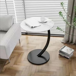 <span class=keywords><strong>Tavolino</strong></span> da Caffè Moderno Estensibile in Metallo con Gambe Rotonde <span class=keywords><strong>e</strong></span> Piano in Legno per Soggiorno - Product Image 2