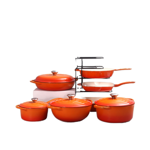 Ensemble de casseroles en <span class=keywords><strong>fonte</strong></span> <span class=keywords><strong>émaillée</strong></span> multifonctionnel, antiadhésif, 7 pièces, compatible four, lave-vaisselle, grande capacité, ensemble de friture - Product Image 2