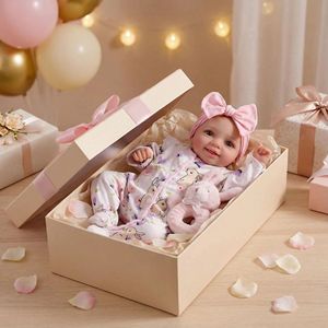 Muñecas Bebé <span class=keywords><strong>Reborn</strong></span> de Silicona con Cuerpo de Tela Suave de 18 Pulgadas Yeezwood, Muñeca <span class=keywords><strong>Reborn</strong></span> de Silicona Realista Sonriente para Niñas - Product Image 5