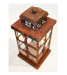 Lanternes à bougie décoratives extérieures en métal faites à la main conception personnalisée avec fer acier verre maison jardin décor de noël boîte emballée - Product Image 4