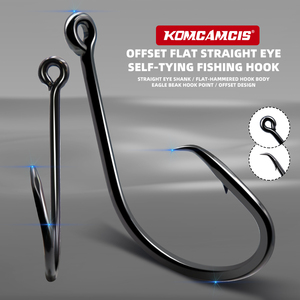 OEM 8 # -8/0 #   Hameçon circulaire en acier à haute teneur en carbone, type bec d'aigle, chromé noir, avec bande épaissie, pour eau douce et eau salée, pour la pêche au bar et au poisson-chat - Product Image 2