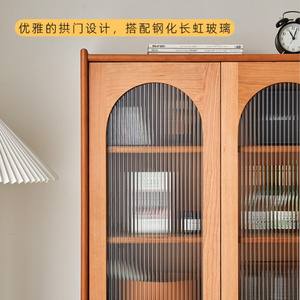 Librería de madera maciza de cerezo, estilo nórdico minimalista, mueble de almacenamiento para estudio y sala de estar - Product Image 2