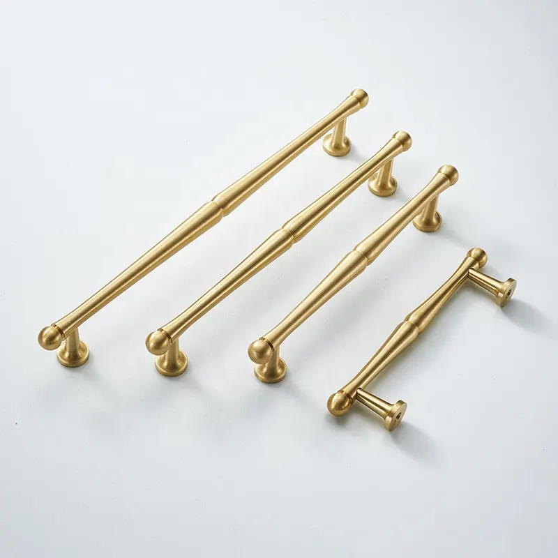 Kosin Brass xử lý Chien 6659 đồ nội thất phần cứng xử lý Brass vàng rắn cửa nhà bếp Brass kéo xử lý