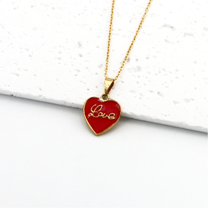 Custom LOVE Heart Shaped Pendant Necklace 18k Gold Women <strong>Jewelry</strong> Colorful Enamel Pendant Designs <strong>Stainless</strong> <strong>Steel</strong> Necklace - Product Image 3