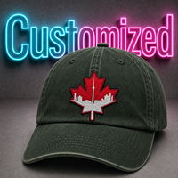 Gorra de Béisbol Vintage de Algodón Lavado con Bordado Personalizado del Logotipo de la Ciudad de Maple Leaf, Canadá, al por Mayor OEM