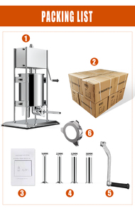 Horus 3L/5L/7L/10L/15L Poussoir à Saucisses Vertical Manuel 10L avec 4 Tubes d'Injection en Acier Inoxydable pour Petits Restaurants - Product Image 4