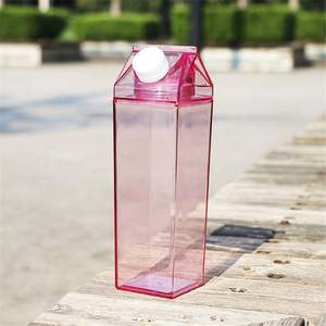 Custom Printing 1000Ml/500Ml Clear Square Plastic Leak-Proof Minimalist Party Water <b>Bottle</b> with Lid & <b>Straw</b> Direct <b>Drinking</b> - Product Image 4