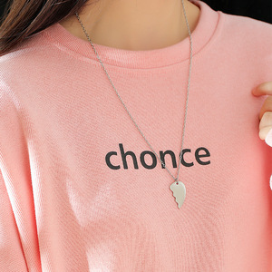 In acciaio inox cuore spezzato Splicing collana pendente per le donne degli uomini in semplice e romantico coppia gioielli regali - Product Image 2