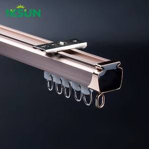IKSUN Factory Heavy Duty Cortina Rail Rod Venta al por mayor Silencioso Hotel Oro Doble Cortina Rieles - Product Image 1
