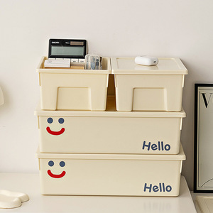 Smiley Face <b>Storage</b> <b>Box</b> Plastic Organizer Rectangular Drawer Type For Toys Cosmetics Snacks Miscellaneous Items - Product Image 4