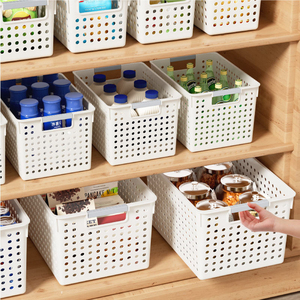 Durable Eco-Friendly <b>Plastic</b> Modern Household Pantry Storage Containers Handle Daily Desk Storage <b>Basket</b> Kitchen <b>Baskets</b> Factory - Product Image 1