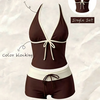 Ensemble Tankini Rétro à Pois 2026, 2 Pièces, Maillot de Bain Halter à Nouer sur le Devant avec Shorty, Effet Ventre Plat, Modeste, pour Femme