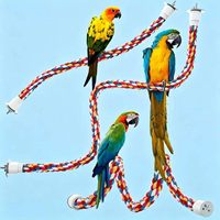 Corde de perchoir pour oiseaux en coton coloré, en forme de spirale, écologique, durable, avec barre d'escalade en forme de cloche et jouet à mâcher pour perroquet avec bungee