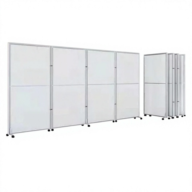 Folding Office Privacy Screen Partition with Wheels Cubicle Divider for Home Hospital Workshop & School
