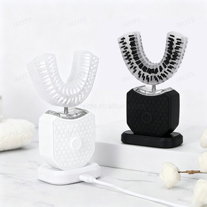 Brosse à dents électrique sonique intelligente 4 en 1 en forme de U avec gratte-langue intégré, lumière bleue, faible bruit, pour la maison, les voyages, les adultes - Product Image 1