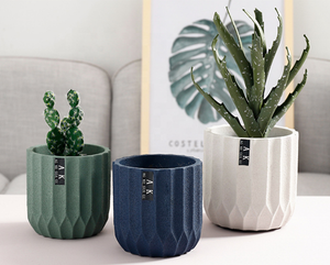 Maceta Moderna Blanca con Rayas de 5 Pulgadas, Maceta de Cerámica con Orificios de Drenaje para Jardín - Product Image 4