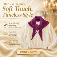 Écharpe triangulaire en laine pure tricotée, châle chaud et doux pour femme, élégant foulard d'hiver, accessoire polyvalent pour tenue