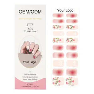Yodoor bán buôn Chất lượng cao Nail Art Stickers decals bán chữa khỏi Gel Nail Sticker Strips UV Gel Nail Stickers bán chữa khỏi
