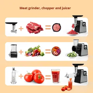 Edelstahl Elektrischer Fleischwolf Mini Haushalts- und Gewerbe-Multifunktions-Küchenmaschine Gemüseschneider Wurstfüller 2 - Product Image 3