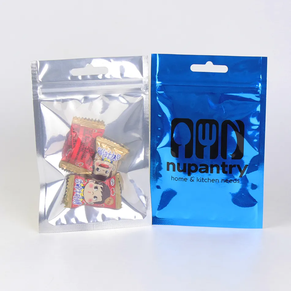 Colorful Custom Ziplock Bag With Logo Plastic Clear See Through Foil Pouch Hang Hole Punch Candy Gummies 3.5g Reusable Mylar Bag