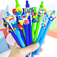 Nouvelle édition – Série de stylos multicolores à thème sensibilisation à l'autisme, avec patch en PVC souple, stylo créatif pour promotion