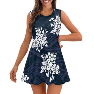 Vestido <span class=keywords><strong>de</strong></span> verano con estampado <span class=keywords><strong>de</strong></span> tatuaje aborigen <span class=keywords><strong>de</strong></span> Samoa Polinesia, patrón <span class=keywords><strong>de</strong></span> flor <span class=keywords><strong>de</strong></span> hibisco Tropical, Vestido corto, vestido <span class=keywords><strong>de</strong></span> animadora por sublimación - Product Image 1