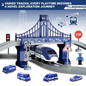 Ensemble <span class=keywords><strong>de</strong></span> train électrique 66 pièces, circuit <span class=keywords><strong>de</strong></span> train à assembler soi-même, voies <span class=keywords><strong>de</strong></span> train, train électrique, voitures <span class=keywords><strong>de</strong></span> <span class=keywords><strong>police</strong></span>, jouet pour enfants - Product Image 6
