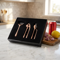Hot Selling 3 Stuks Zinklegering Rose Gouden Fruit & Groente Gereedschap Keuken Accessoire Set In Geschenkdoos
